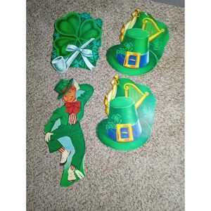 4 Vintage 1960s St Patrick's Day Leprechaun Die Cuts Irish By Dennison USA MCM
